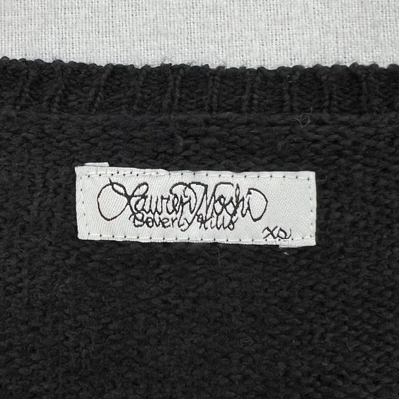 LAUREN MOSHI Sweater Womens XS Black Wild Spirit Safety Pin Printed Long Sleeve - Picture 10 of 14